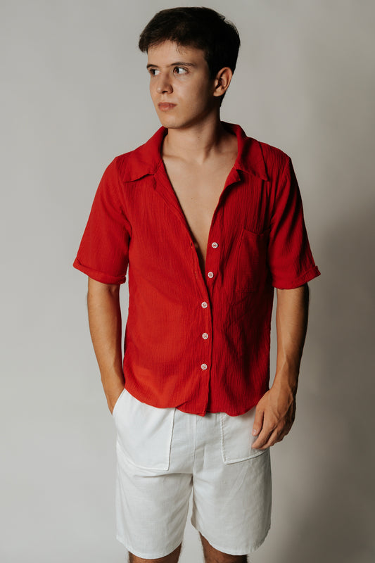 CAMISA DE LINHO VERMELHA