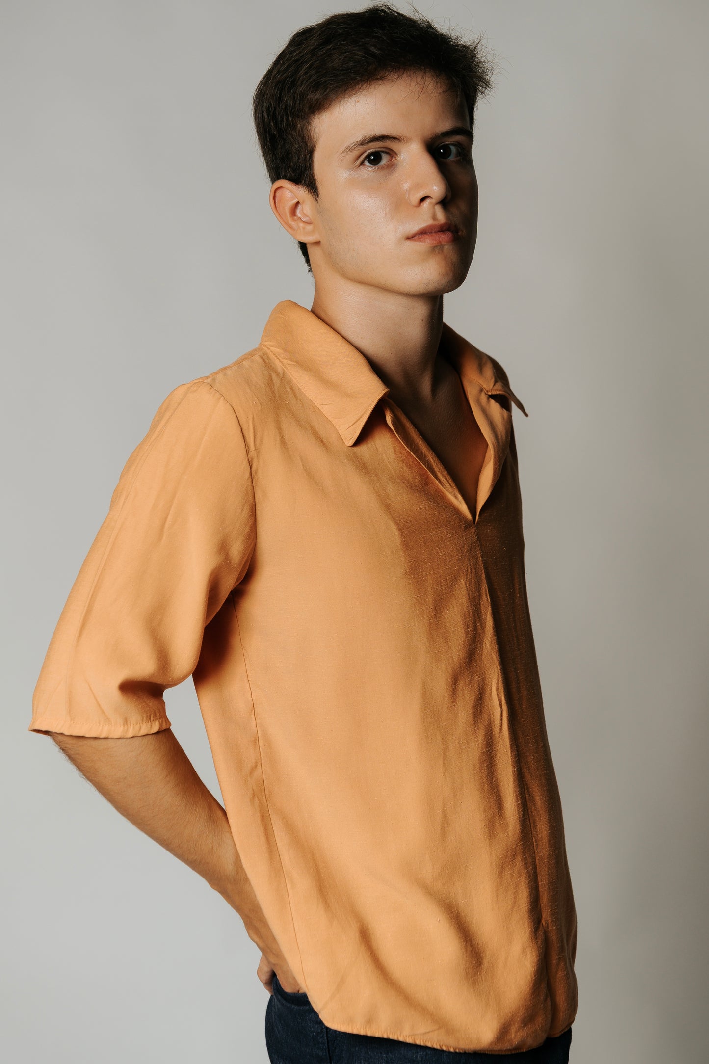CAMISA POLO DE LINHO LARANJA