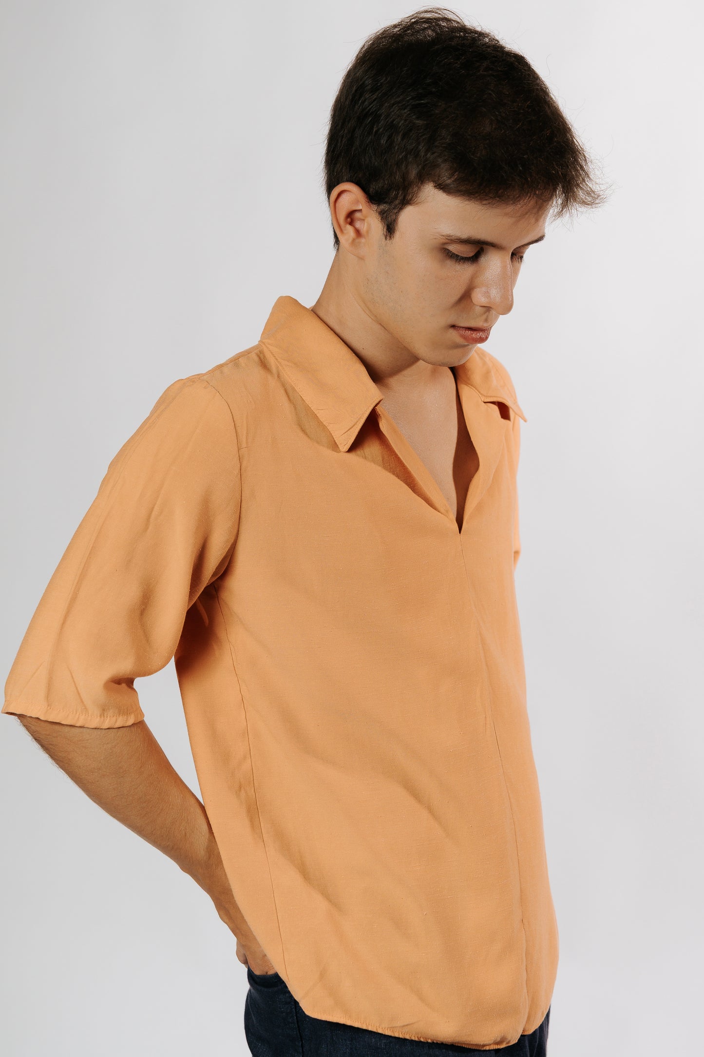 CAMISA POLO DE LINHO LARANJA