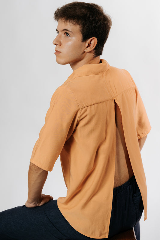 CAMISA POLO DE LINHO LARANJA