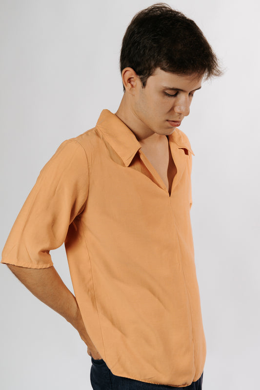 CAMISA POLO DE LINHO LARANJA